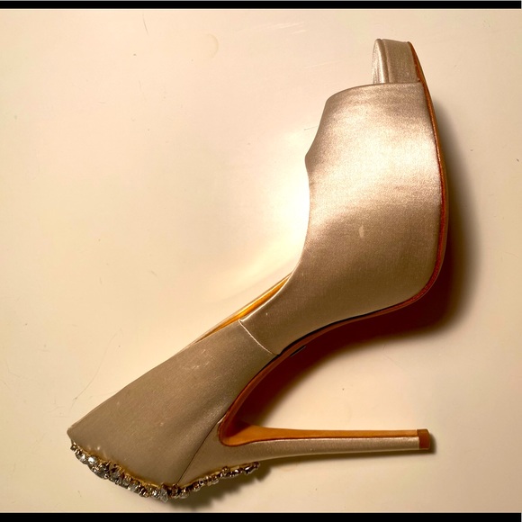 Badgley Mischka Kiara Embellished Peep-Toe Pumps - Picture 9 of 16